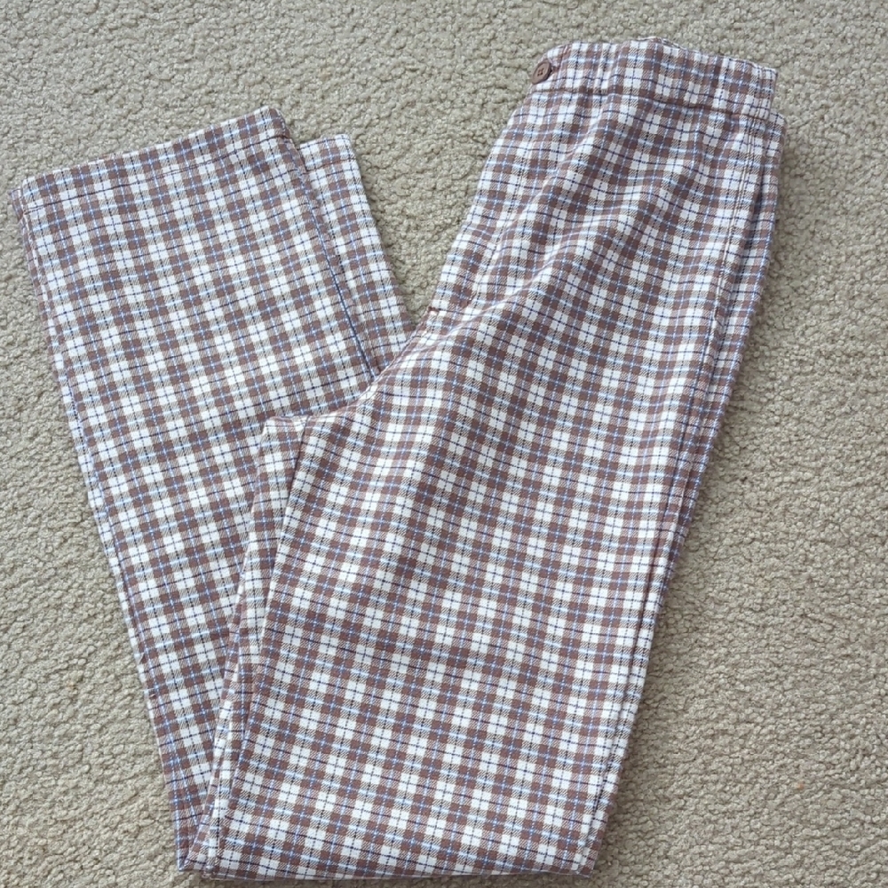 Brandy Melville Brown and White Plaid Skirt